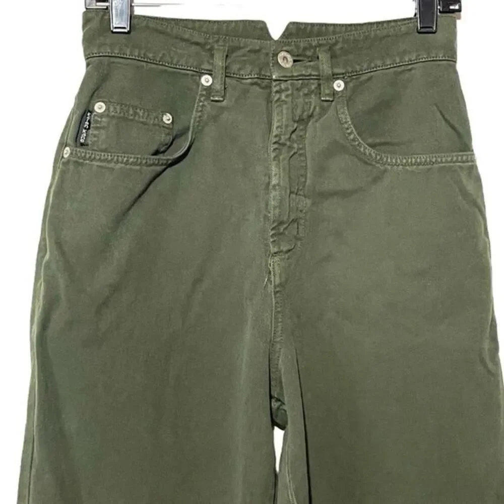 Karen Kane Notchback Jeans Women size 6 Green Wide Leg Tapered Ankle HipHop‎ 90s